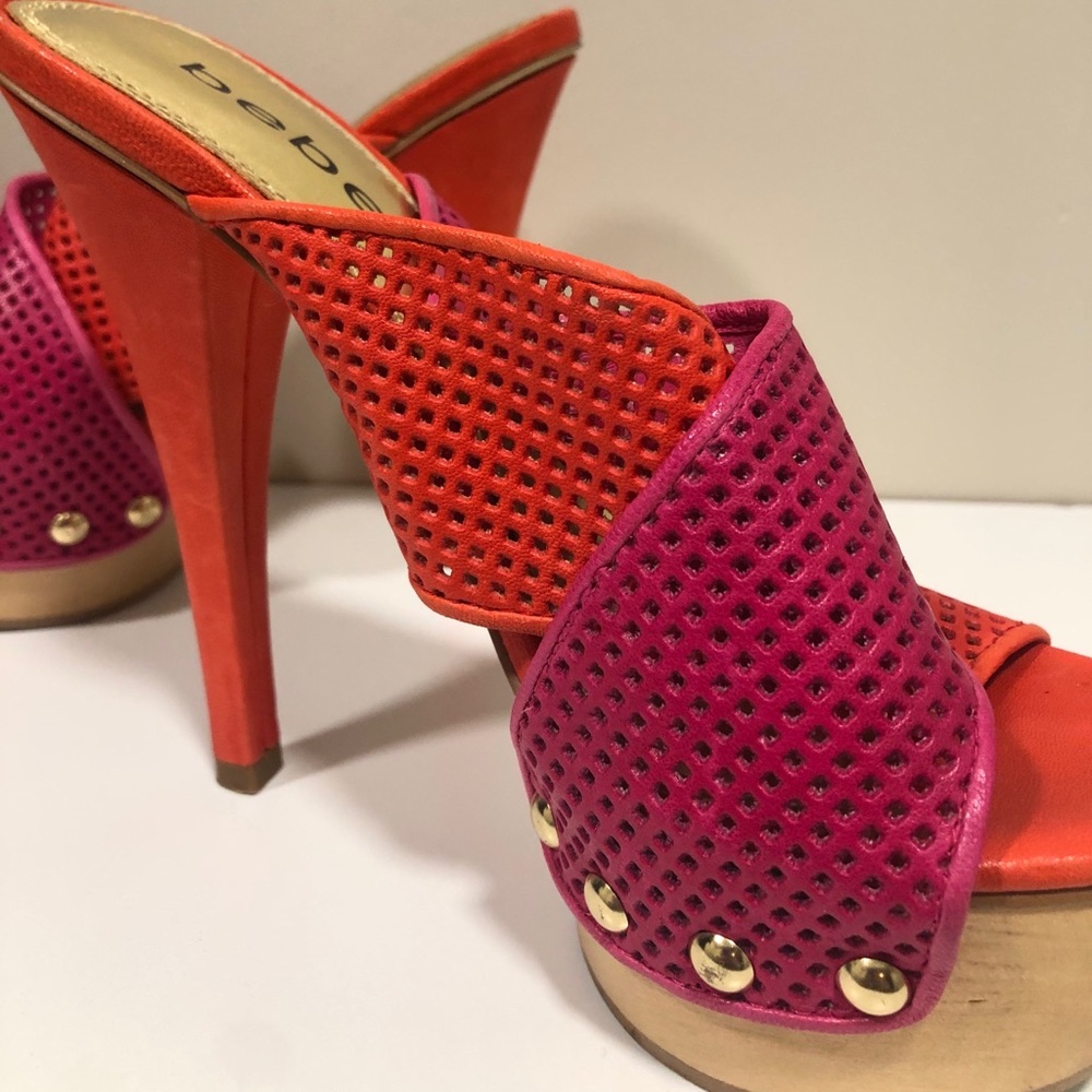 Rare!! 🔥 Bebe heels stilettos high heel pink orange shoe women summer spring